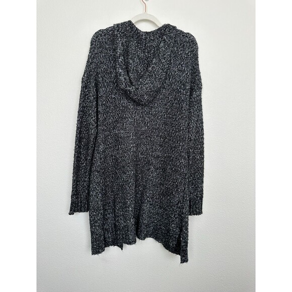 Torrid Women's Knitted Long Line Cardigan Open Front Hooded Black White Sz 1X - Picture 8 of 9